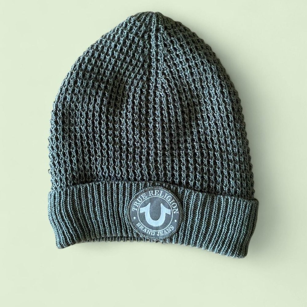 True Religion Army Green Fleece Beanie